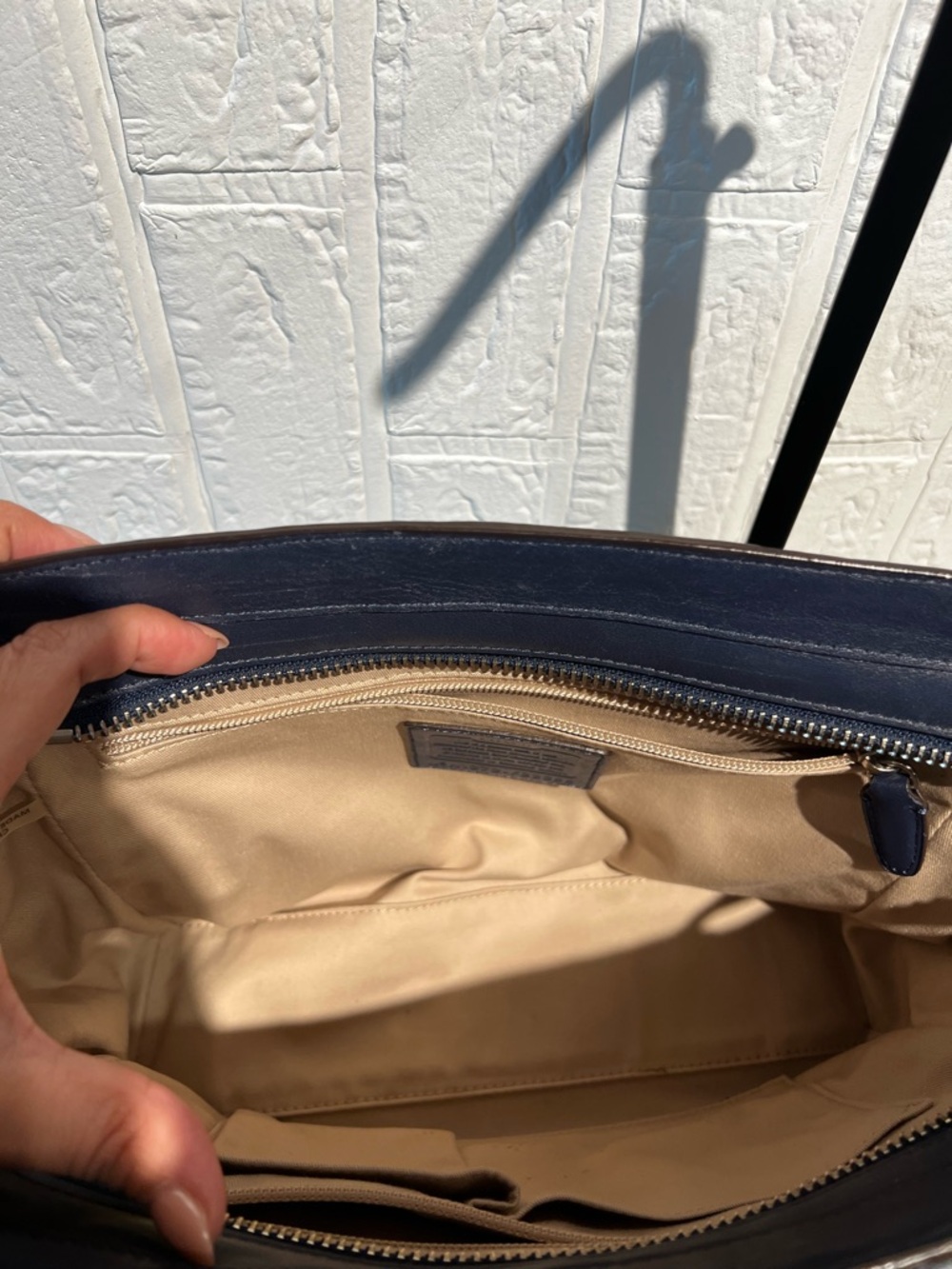 Coach Legacy Navy Leather Candace Tote with Yellow Tassel - Picture 5 of 8